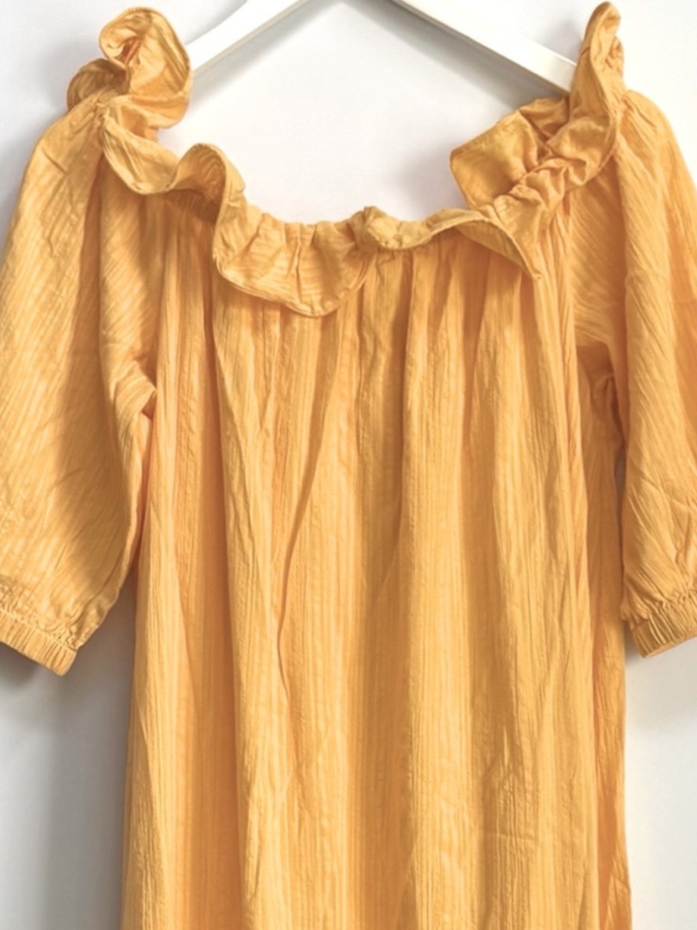 Anthropologie Ruffle Off-The-Shoulder Button  Gauze Beach Cover Up Dress, S - Picture 8 of 12